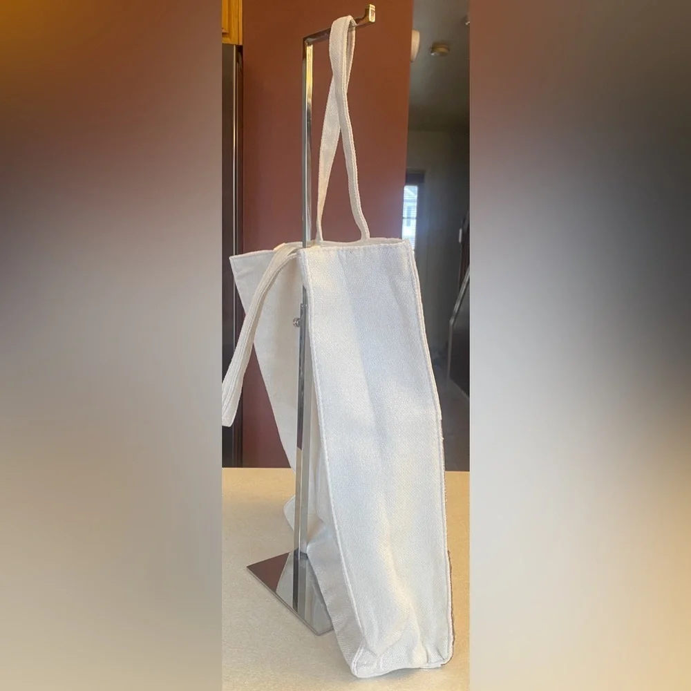 CLARINS Champagne Bronze Glitter Canvas Lined Tote Bag, NWOT